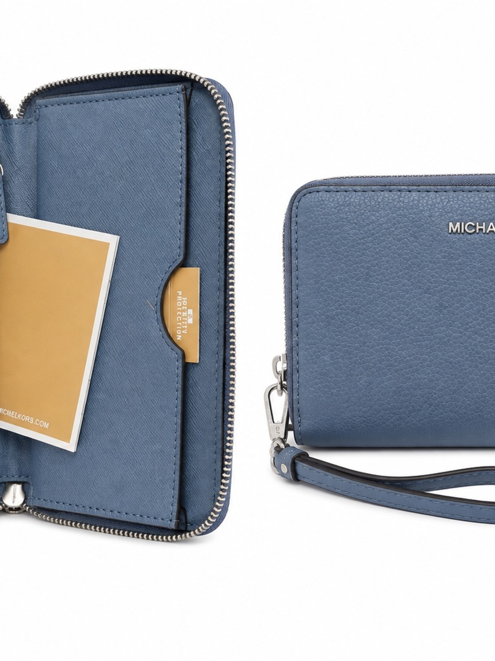 Michael Kors Denim Blue Zip Around Wristlet Wallet